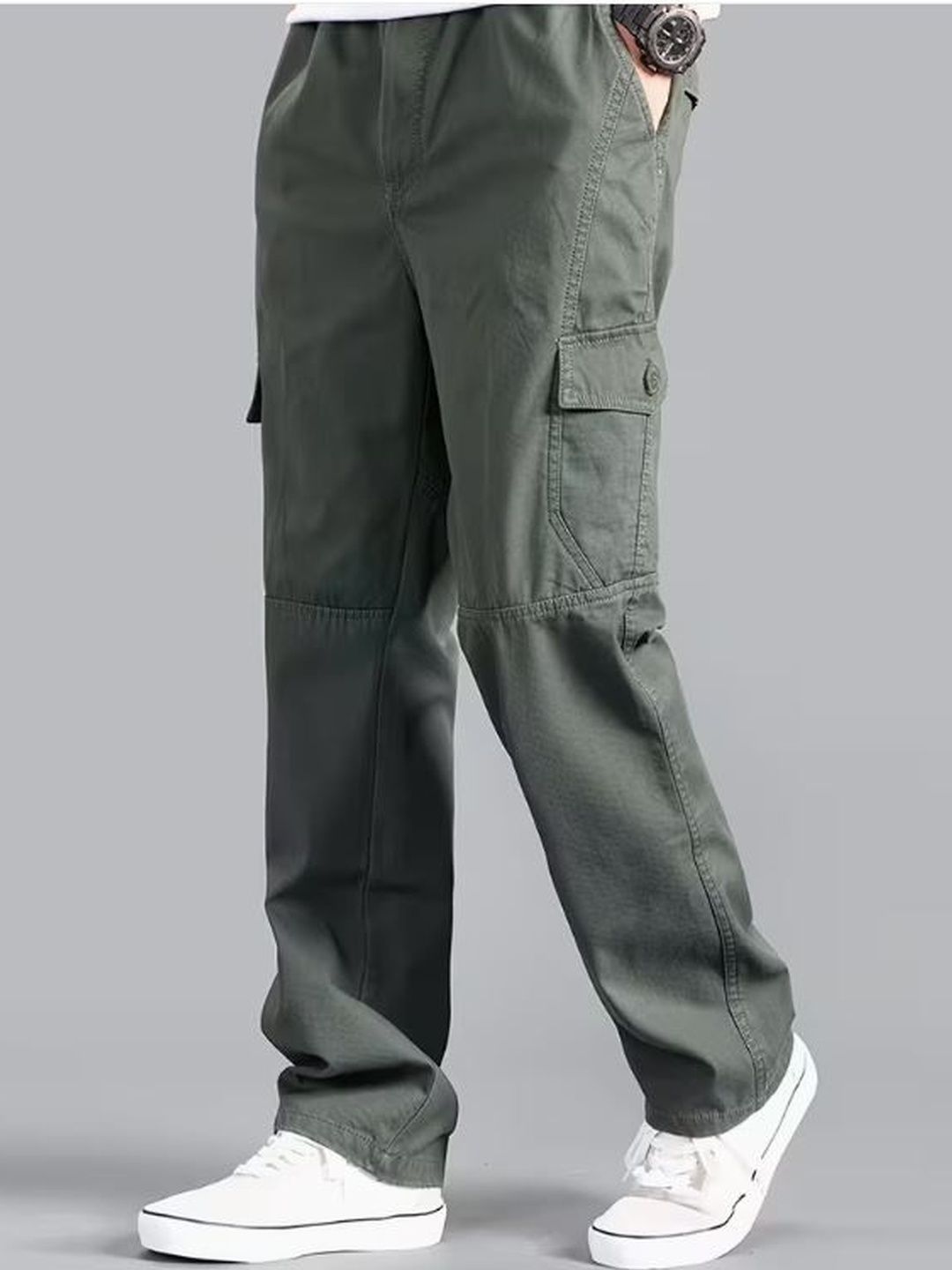 La Pajaro Men Relaxed Easy Wash Cargos Trousers-image-40