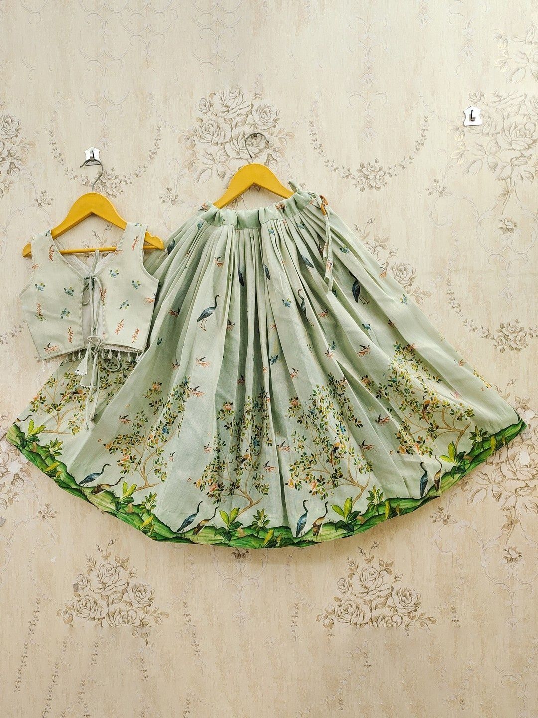 Helene Girls Printed Kalamkari Semi-Stitched Lehenga & Blouse With Dupatta-picture-16
