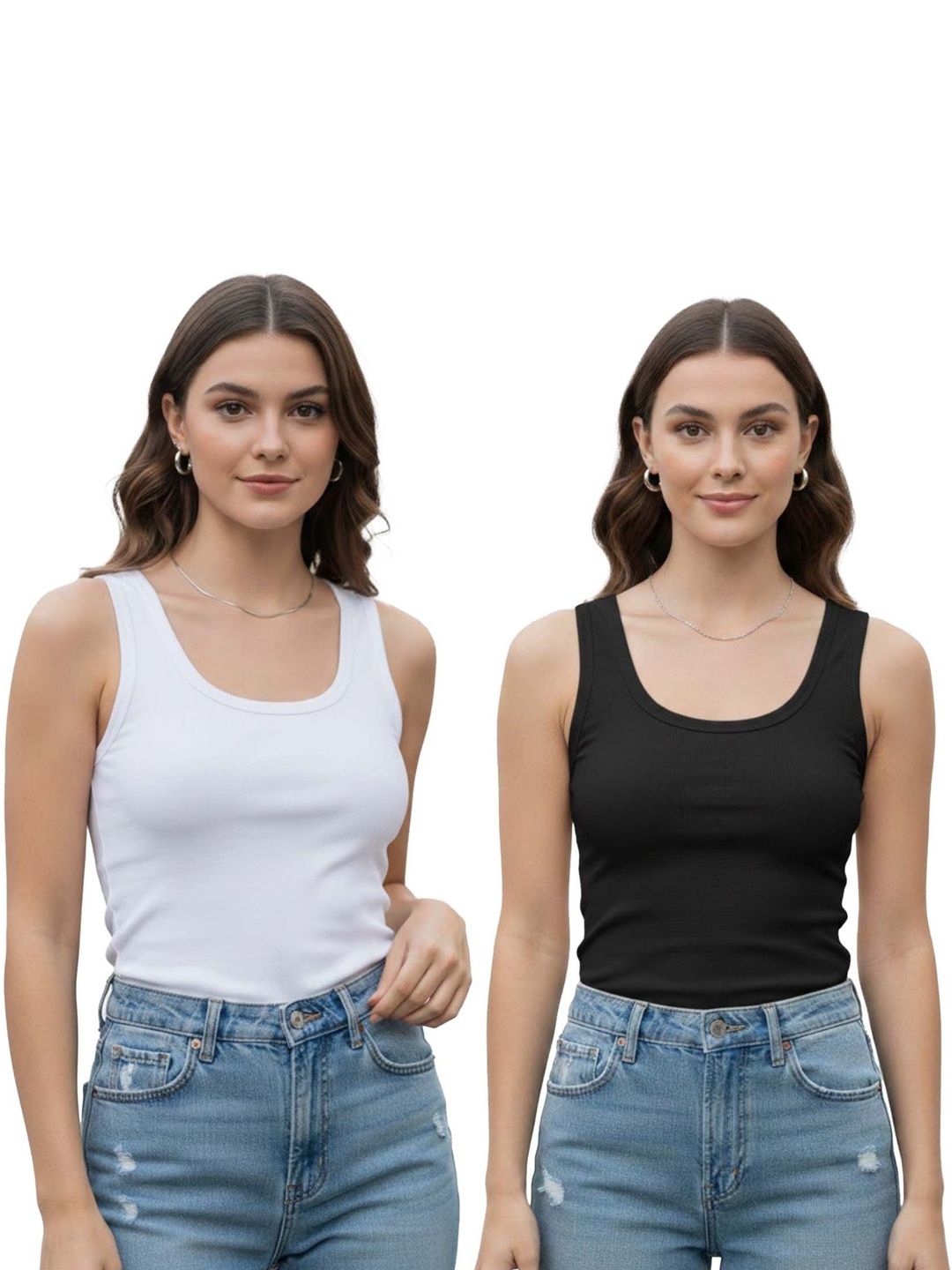 arLa APPAREL Pack of 2 Cotton Non Padded Camisoles-picture-20