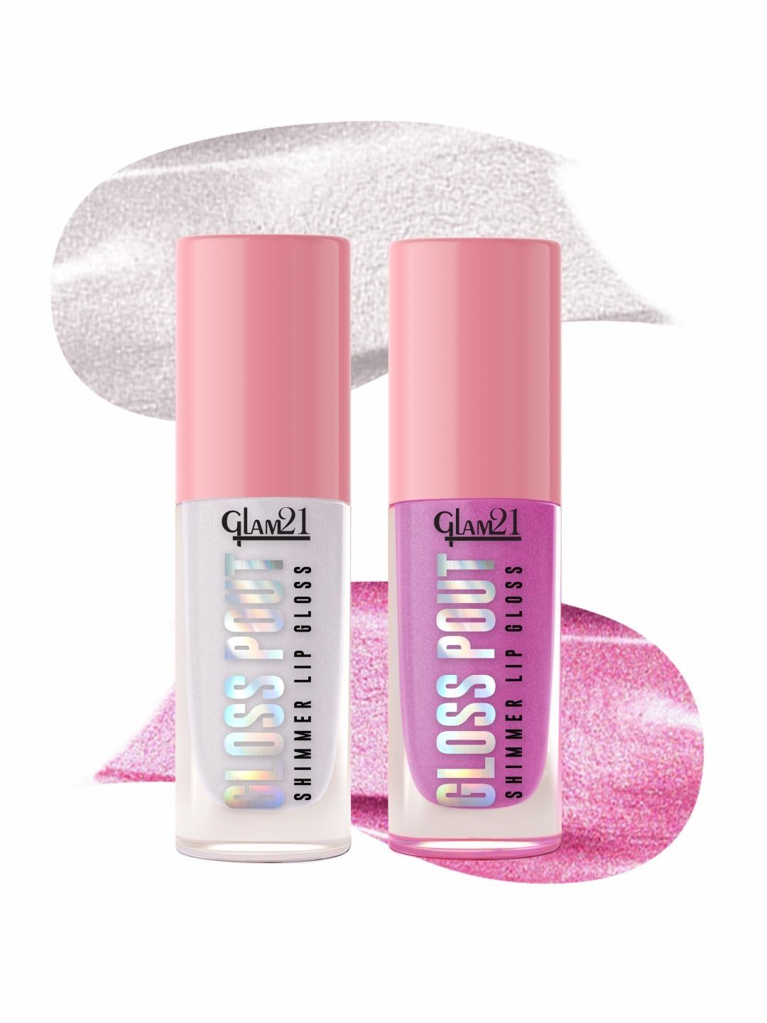 GLAM21 Set Of 2 Gloss Pout Shimmer Lip Gloss - 7 g Each - Crystal Kiss - Pink Seduction-picture-34