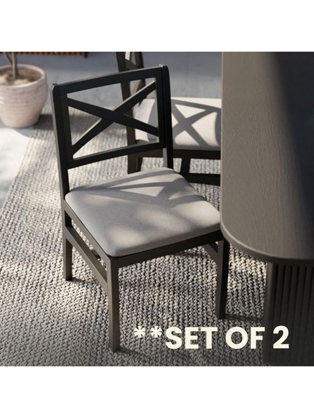 Relso Furniture Xenia 2Pcs Grey & Black Wooden Dining Chairs