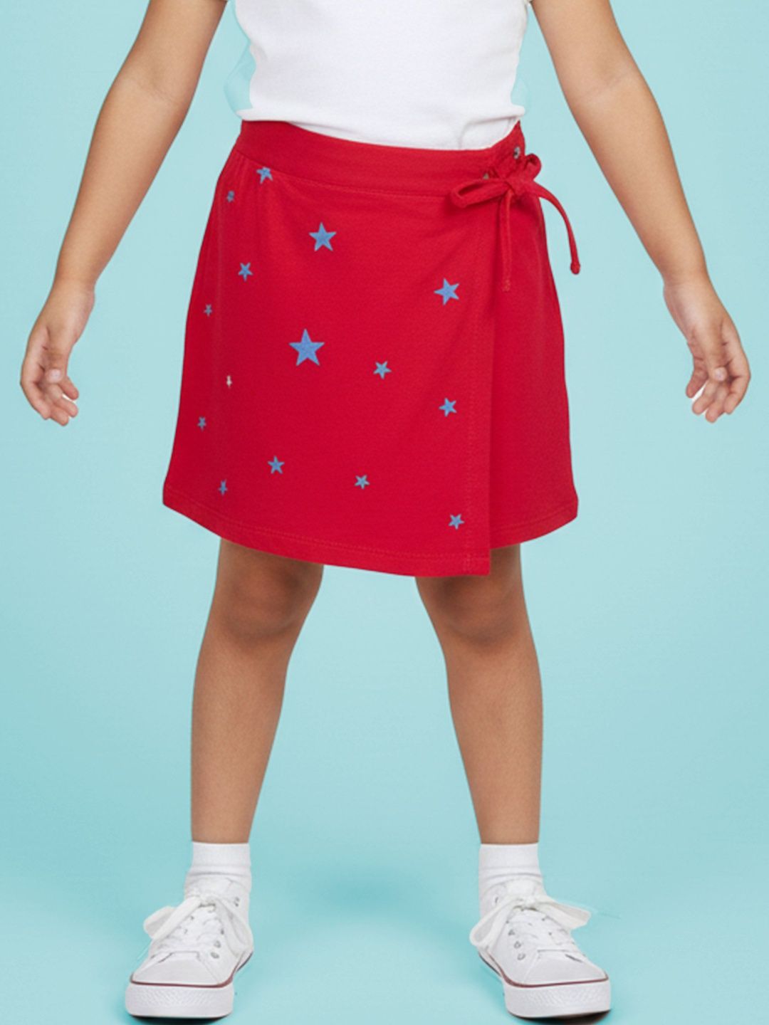 KiddoPanti Girls Pure Cotton Blend Cotton Cambric Graphic Graphic Print Others Above Knee Skorts Skirt-picture-36