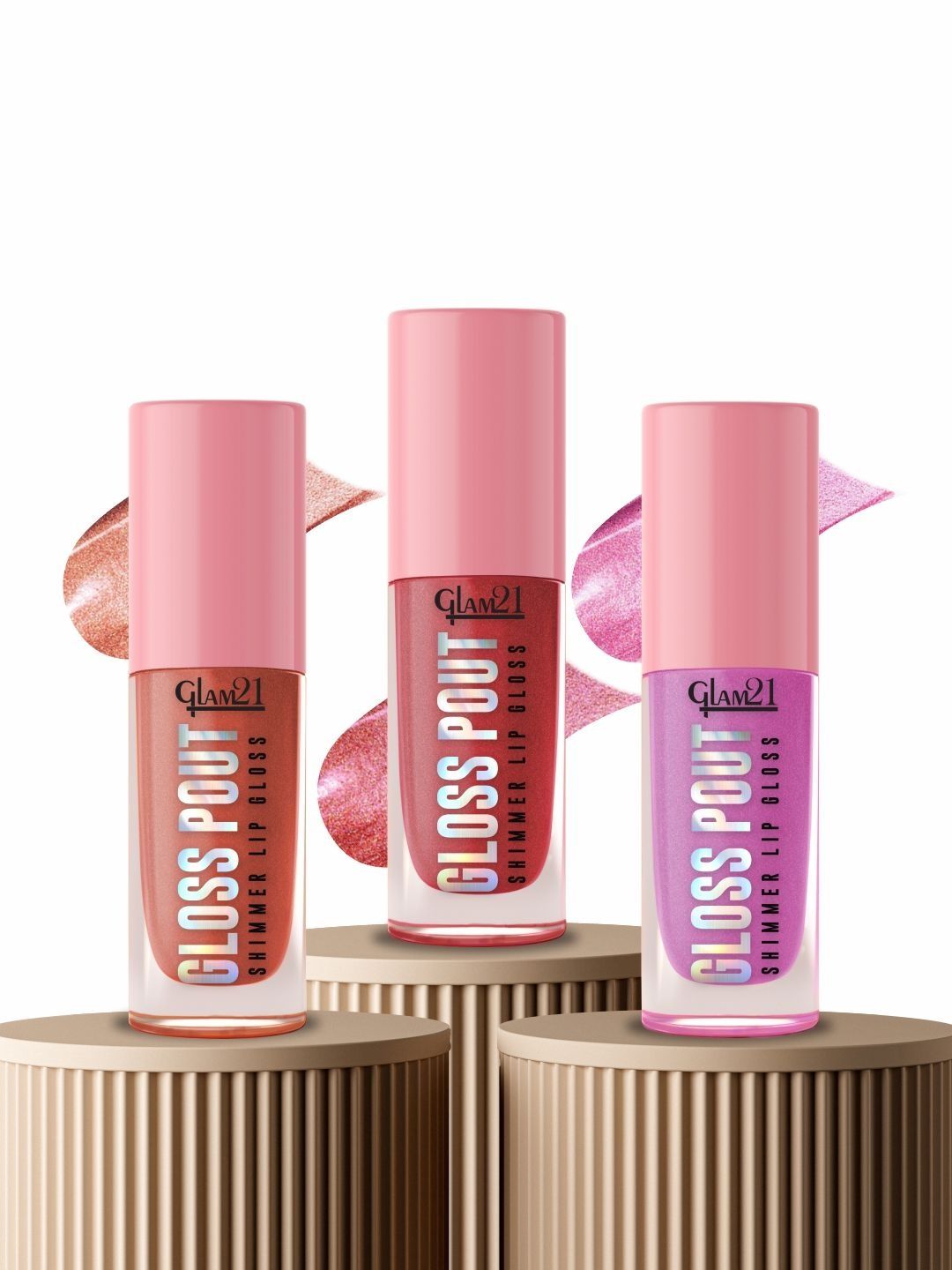 GLAM21 Set Of 3 Gloss Pout Shimmer Lip Gloss - 7 g Each - 02 - 03 - 04-picture-20