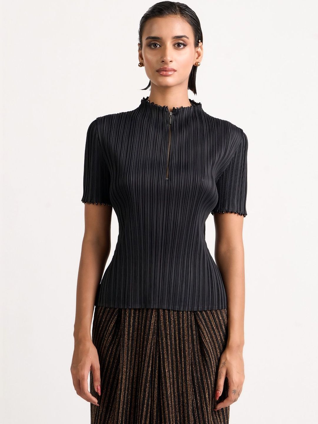 OTT Tarun Tahiliani Self Design High Neck Top-picture-50