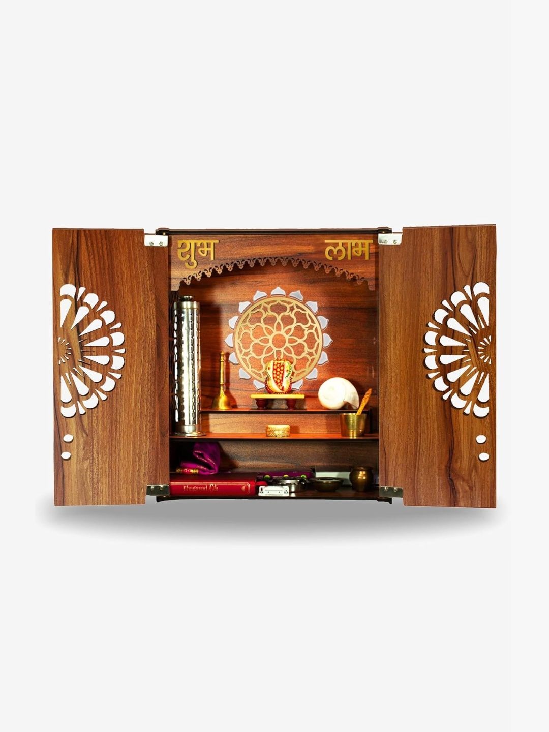 HEARTILY Brown Engineered Wood Free Standing Home Temple-image-30