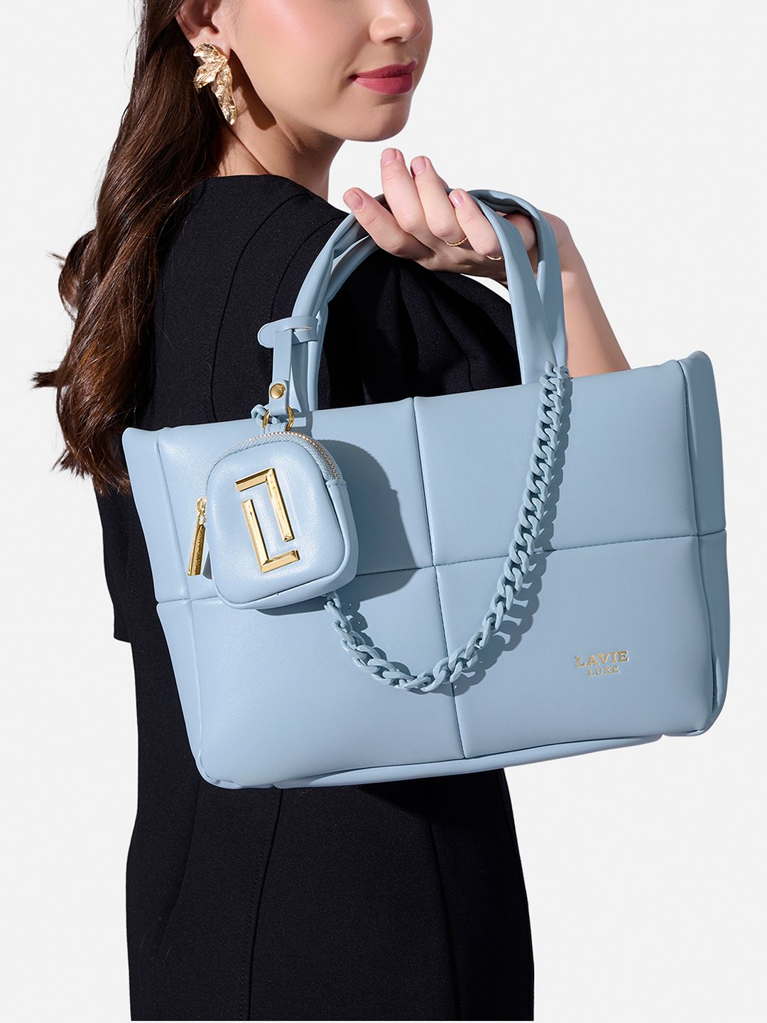 LAVIE LUXE Textured Structured Tote Bag with Quilted-picture-51