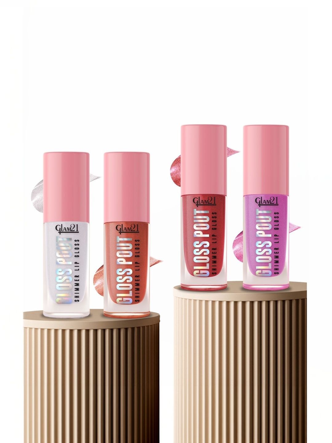 GLAM21 Set Of 4 Gloss Pout Shimmer Lip Gloss - 7 g Each - 01 - 02 - 03 - 04-picture-22