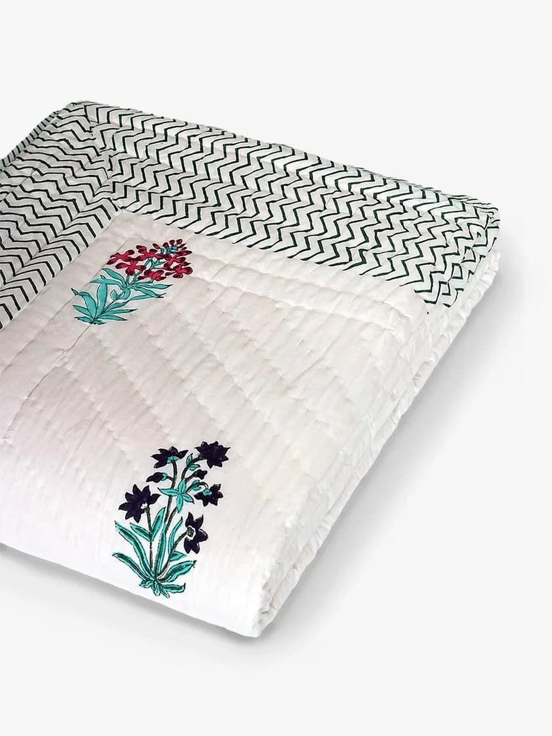 The Jaipur Wala Teal & White Floral 350 GSM Fashion-image-47