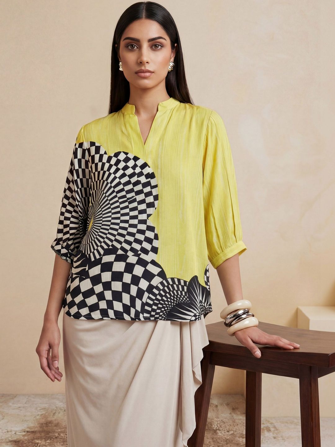 Satya Paul Mandarin Collar Printed Tunic-image-27