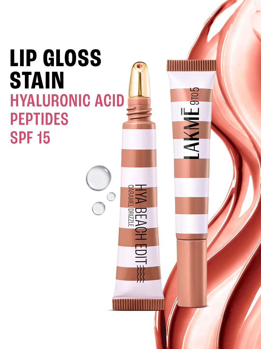 Lakme 9to5 Hya Beach Edit Lip Gloss Stain with SPF15 10ml - Caramel Drizzle 3