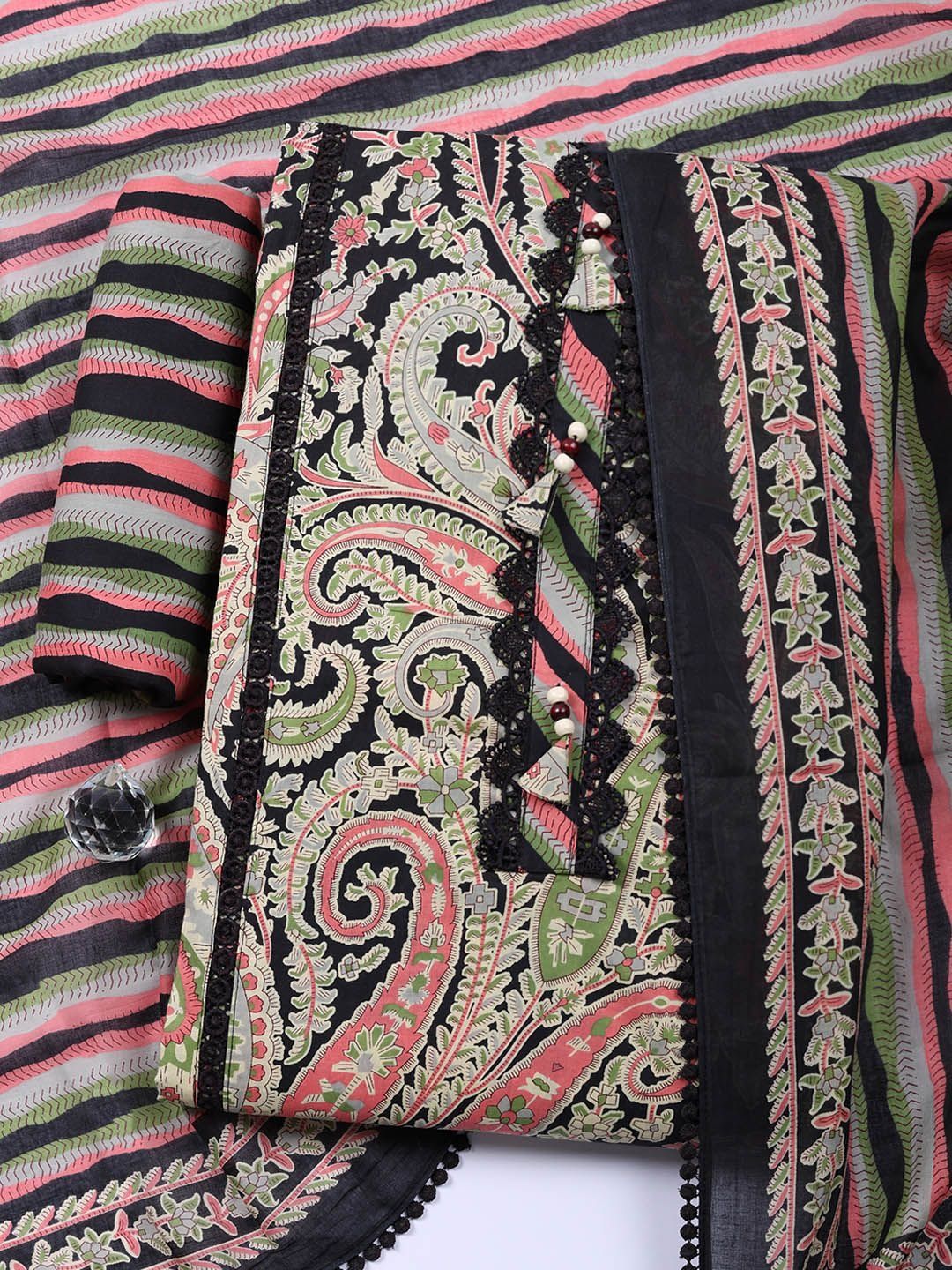 Meena Bazaar Printed Pure Cotton Unstitched Dress Material