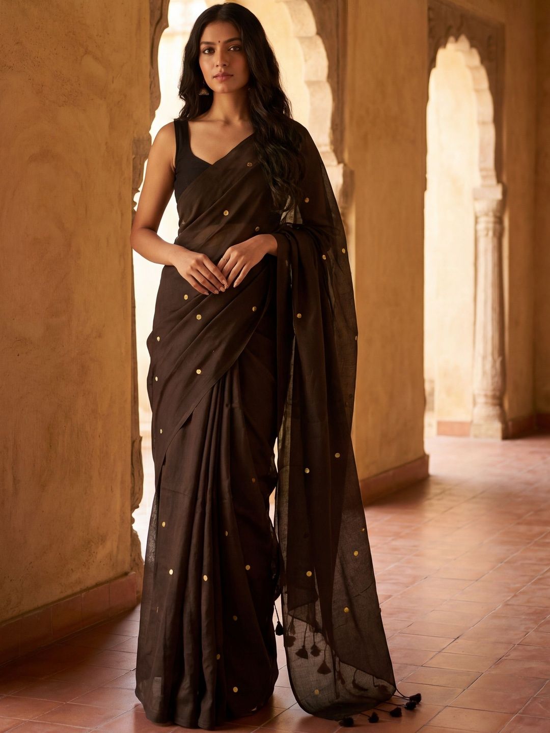 Anouk Embellished Zari Pure Cotton Khadi Saree-picture-21
