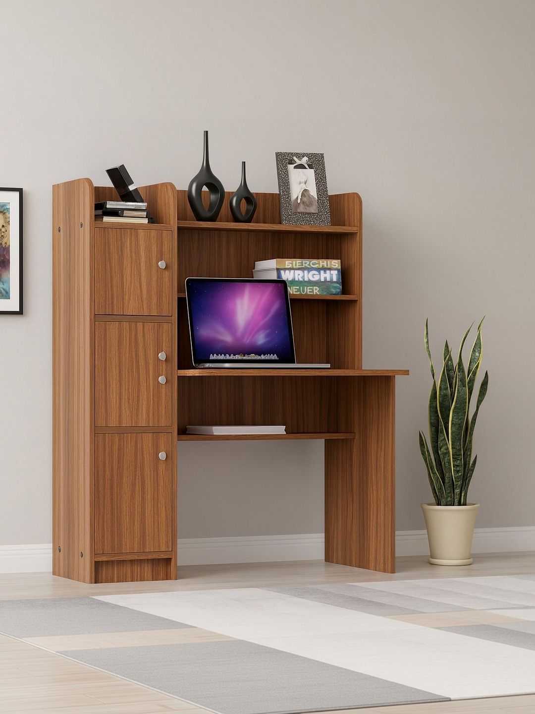 neuspace Brown Engineered Wood Study Table With Storage