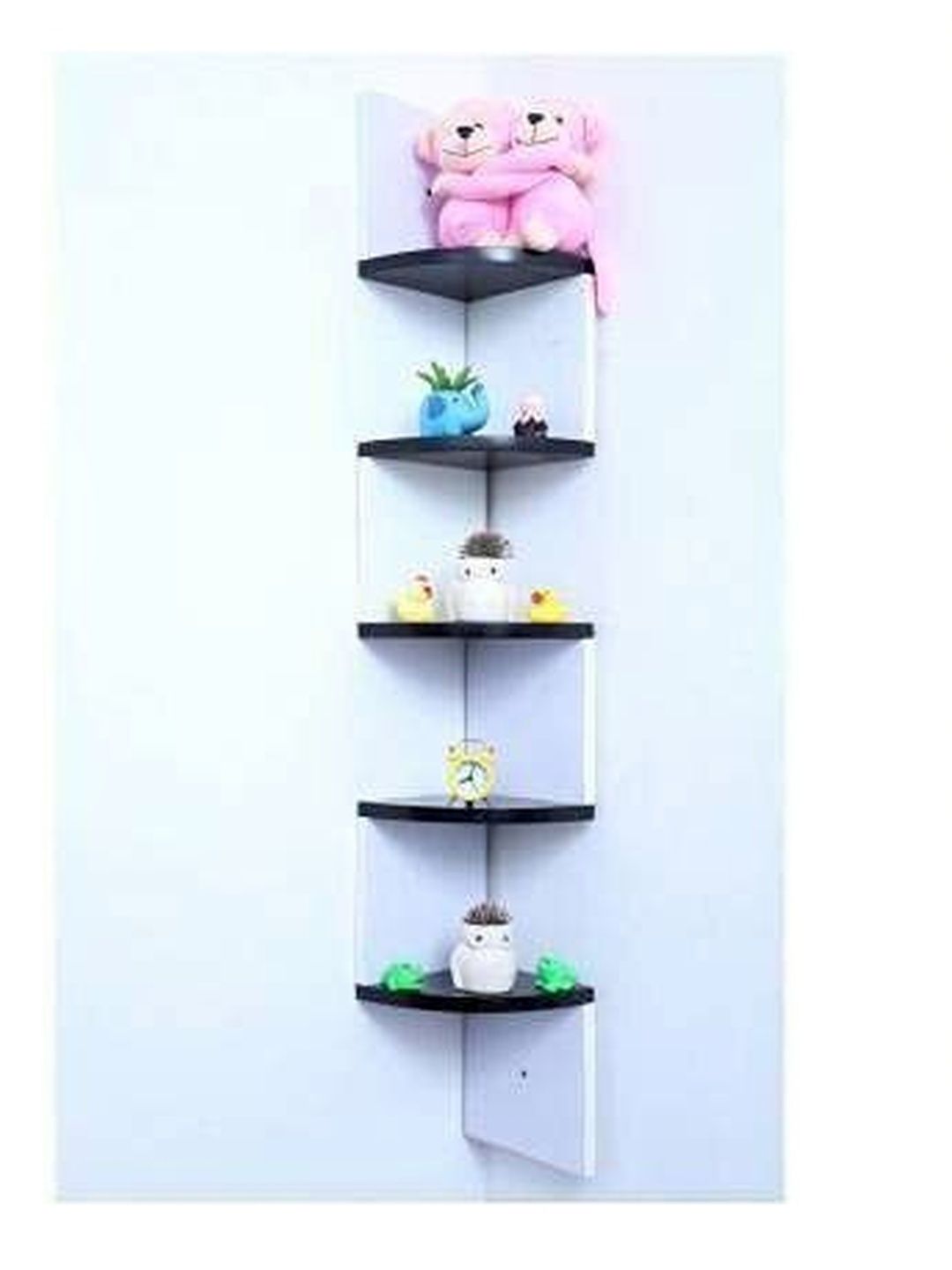 CraftOnline White & Black MDF Corner Wall Shelf-image-23