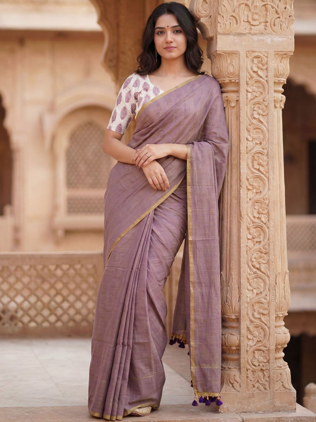 Anouk Woven Design Pure Cotton Khadi Saree-picture-18