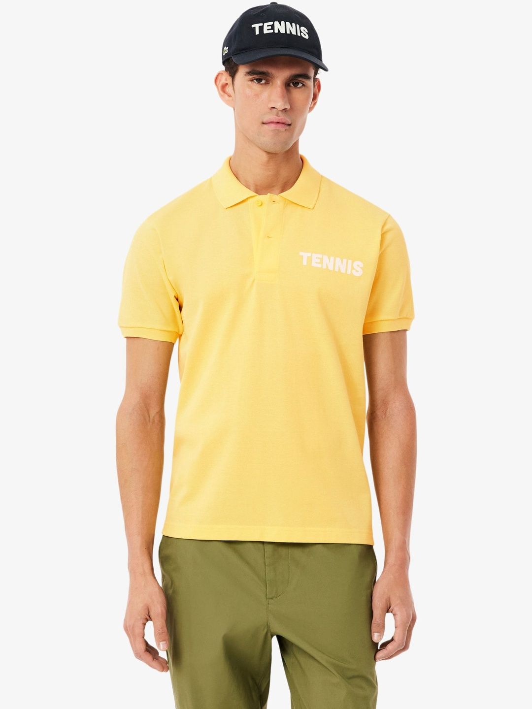 Lacoste Men Typography Printed Polo Collar T-shirt-image-4