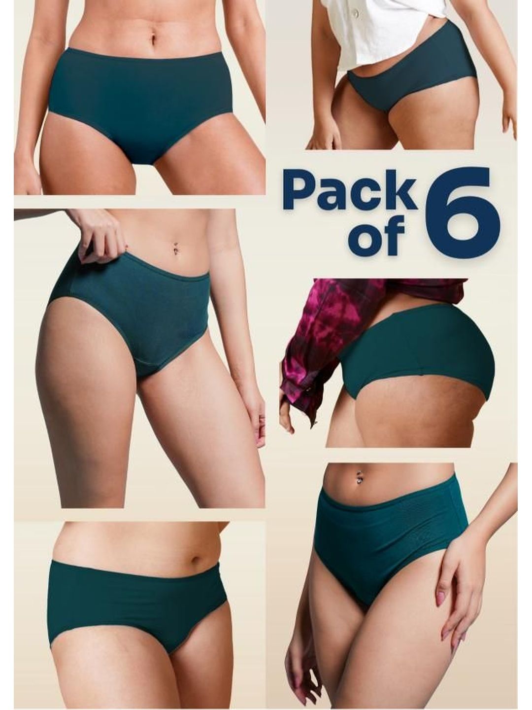 Tilt Women Pack of 6 Anti Microbial Basic Briefs-picture-31
