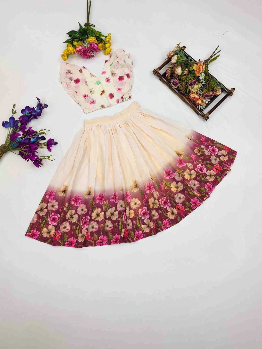 RJ ONLINE Girls Printed Semi-Stitched Lehenga &-image-12