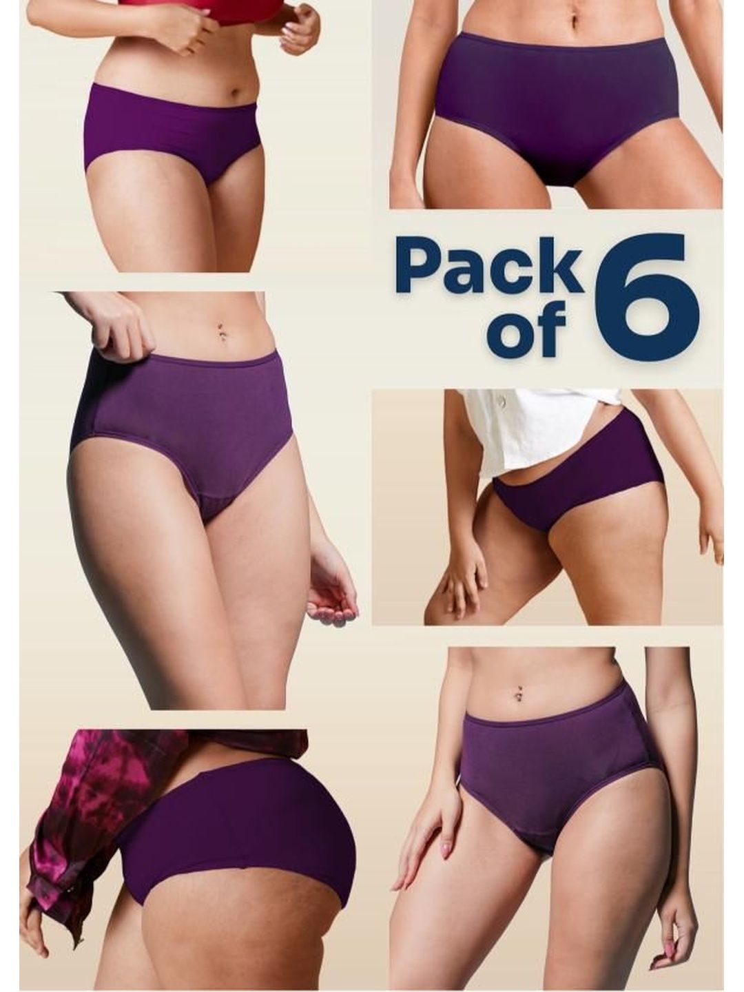 Tilt Women Pack of 6 Anti Microbial Basic Briefs-picture-30