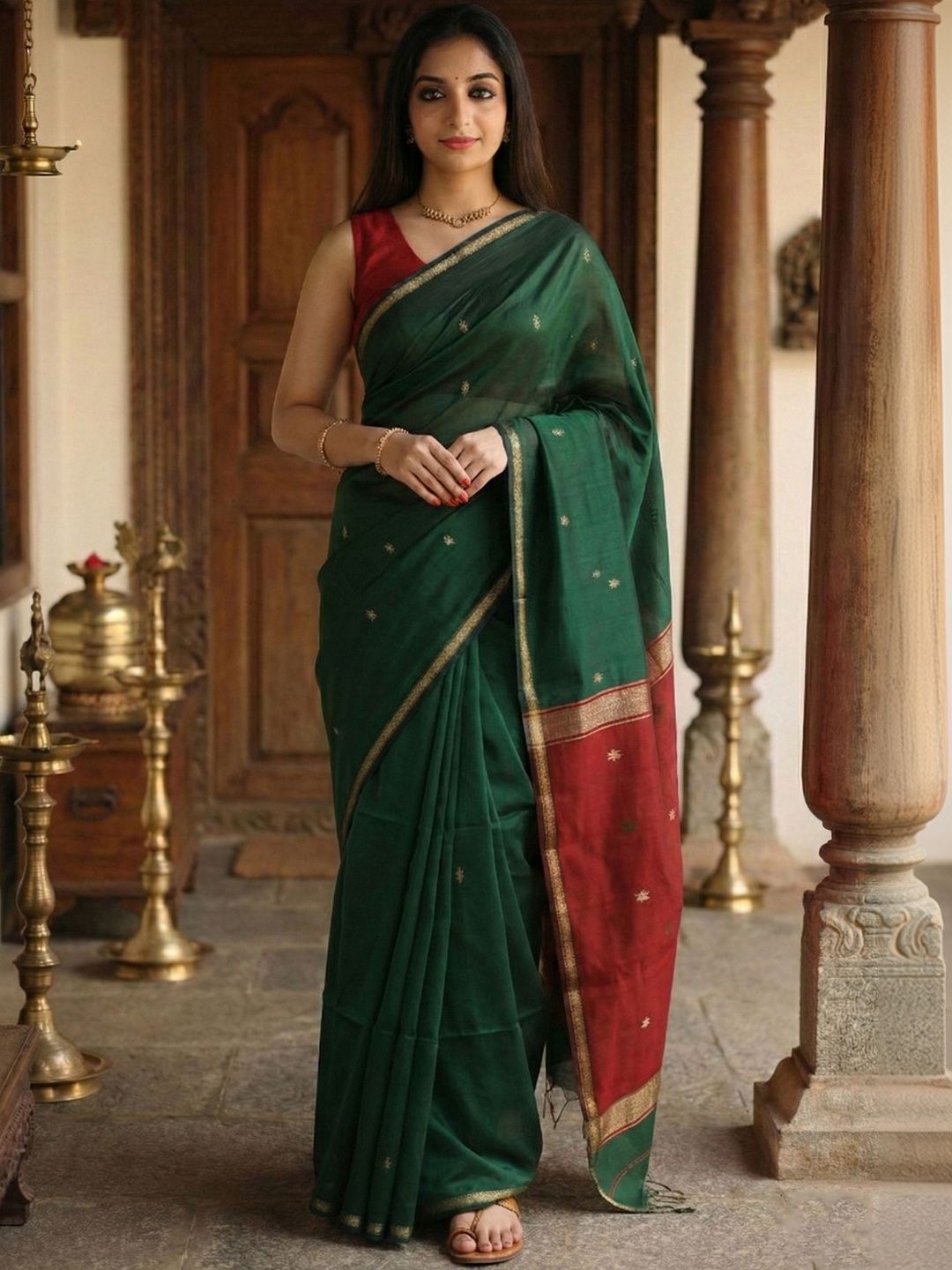 KALINI Embellished Zari Handloom Kanjeevaram Saree-image-20