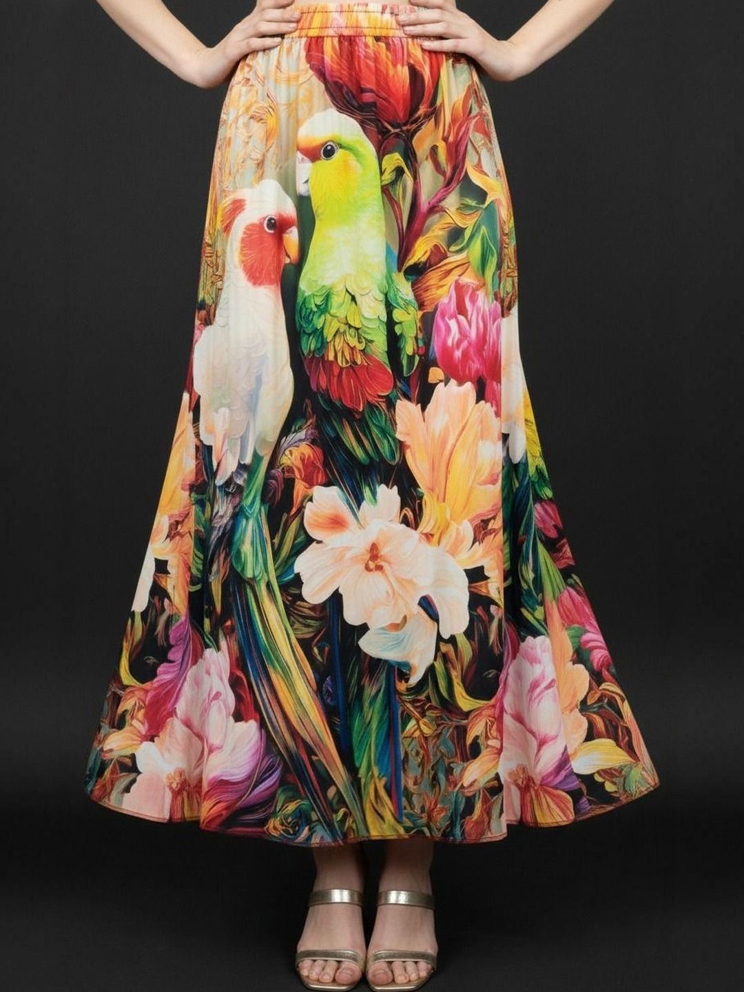 Vagisha Women Abstract Maxi Flared Skirt-picture-21