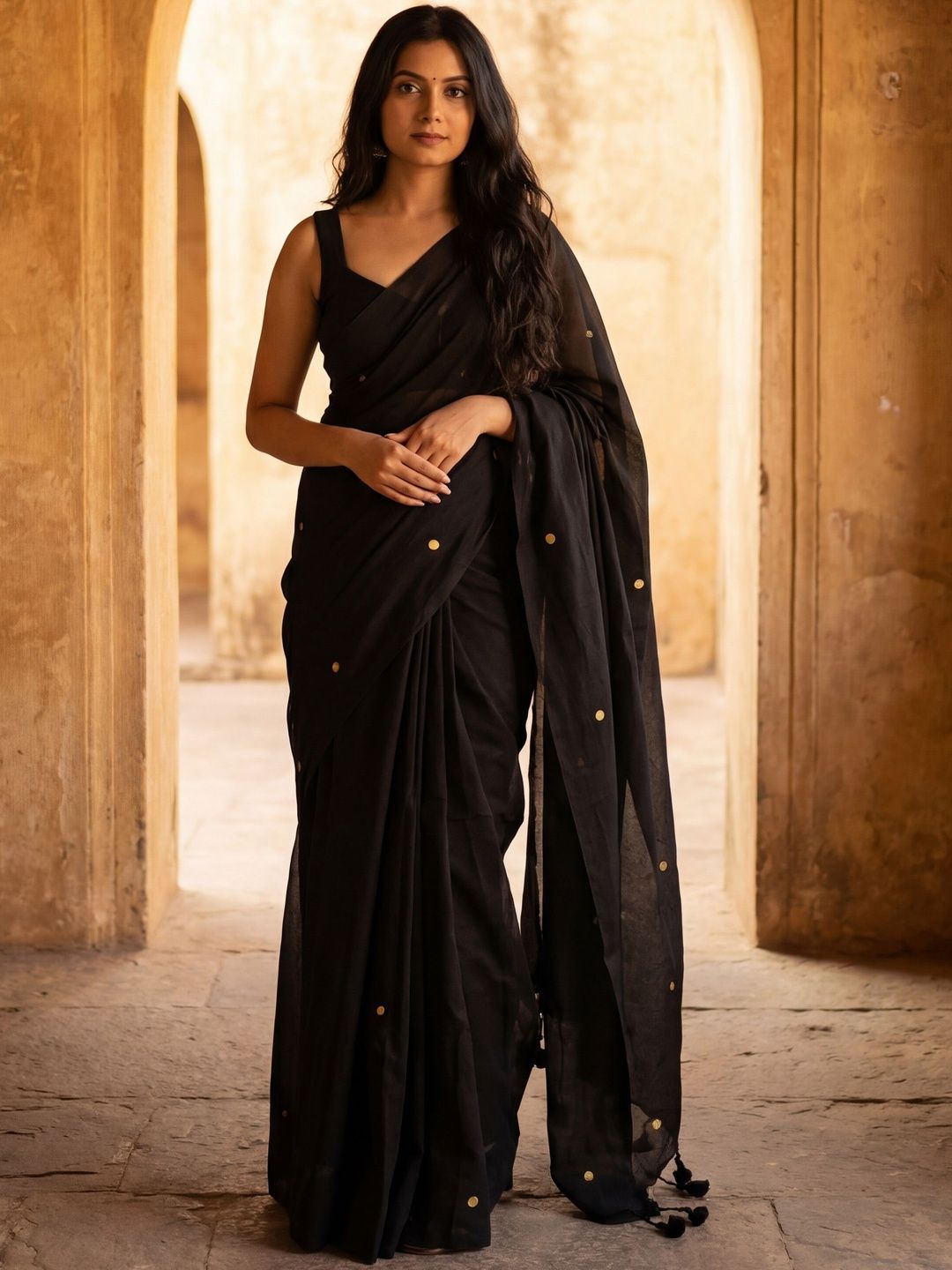 Anouk Embellished Pure Cotton Khadi Saree-picture-27