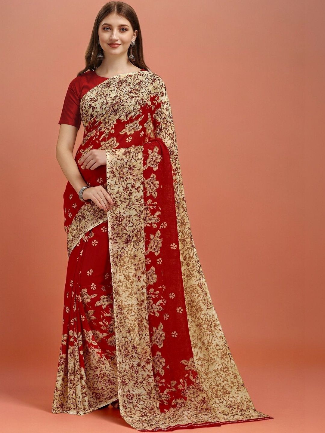 SZN Floral Poly Georgette Saree-picture-17