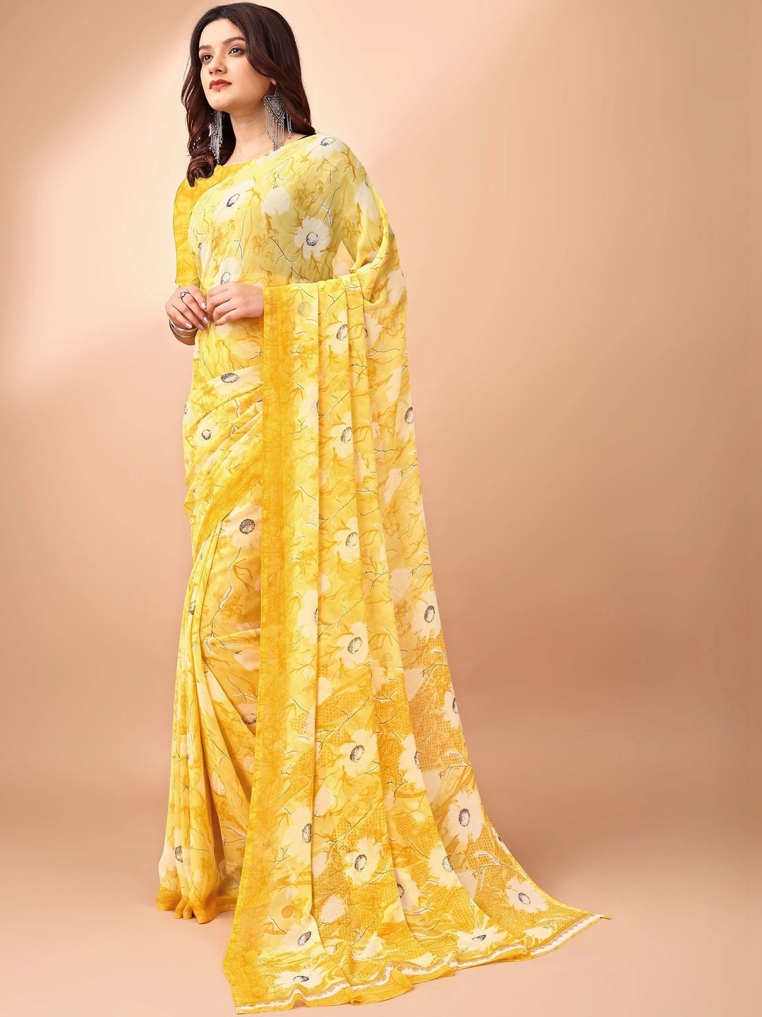 SZN Floral Poly Chiffon Saree-picture-16