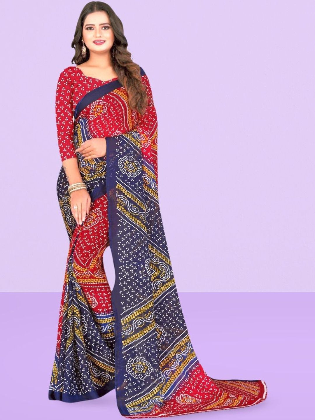SZN Bandhani Poly Georgette Bandhani Saree-image-19