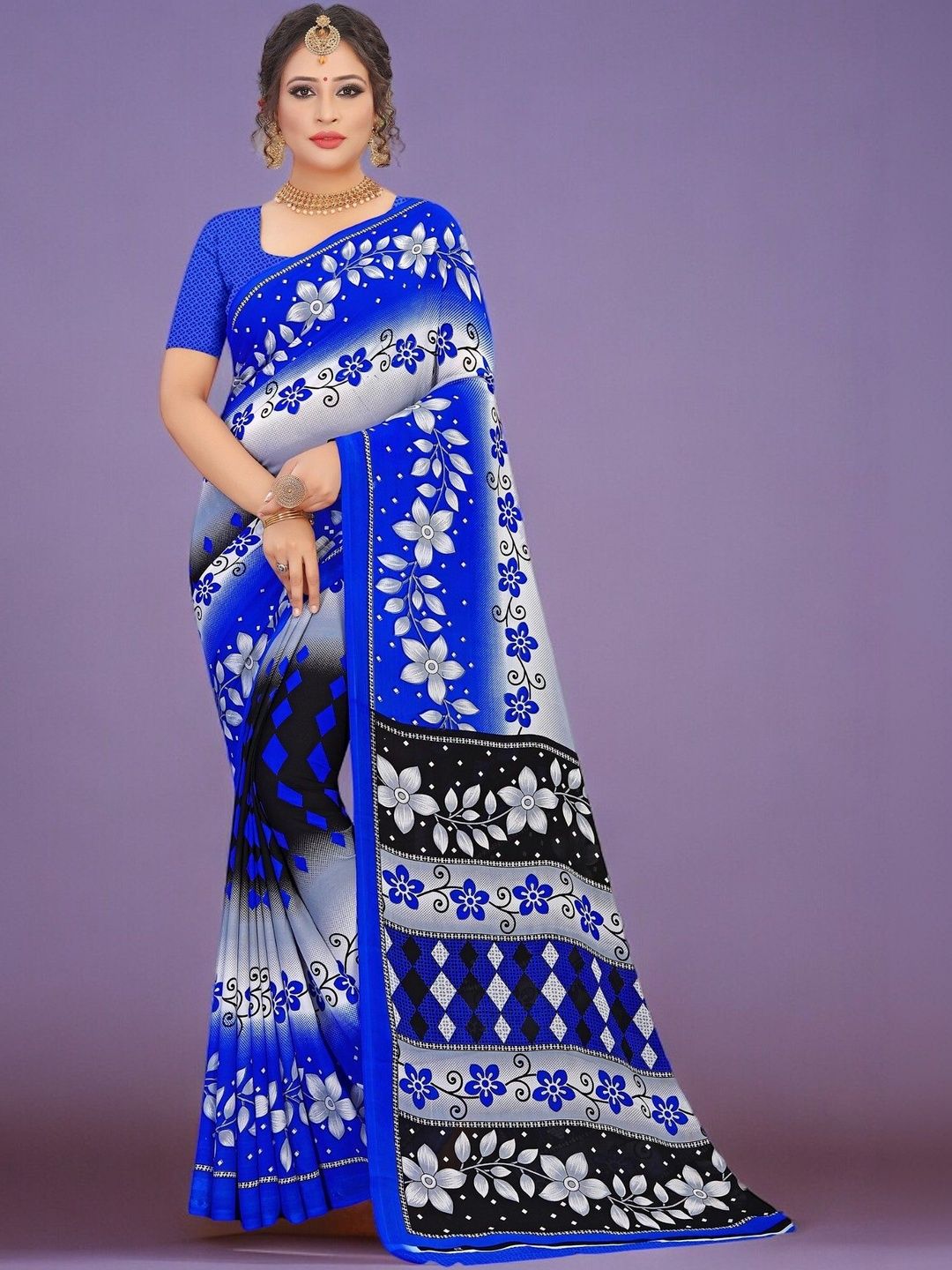 SZN Floral Poly Georgette Saree-picture-55