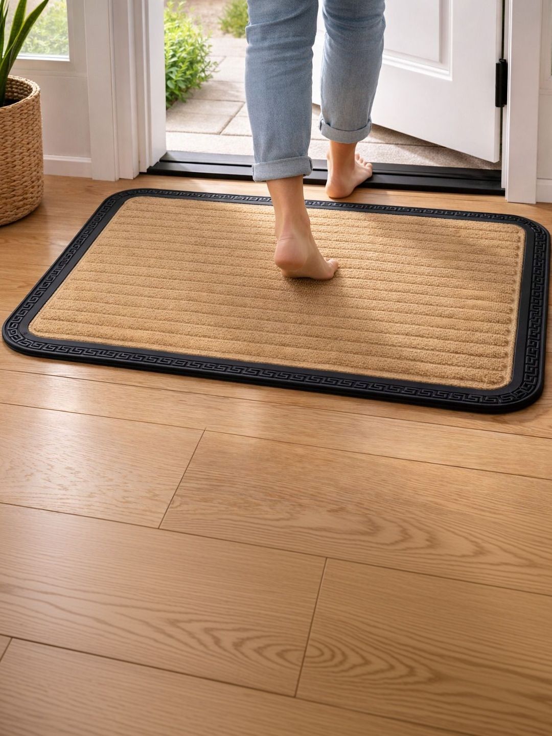 GEET CREATIONS Beige Self-Designed Anti-Skid Jute Bath Rugs-image-14