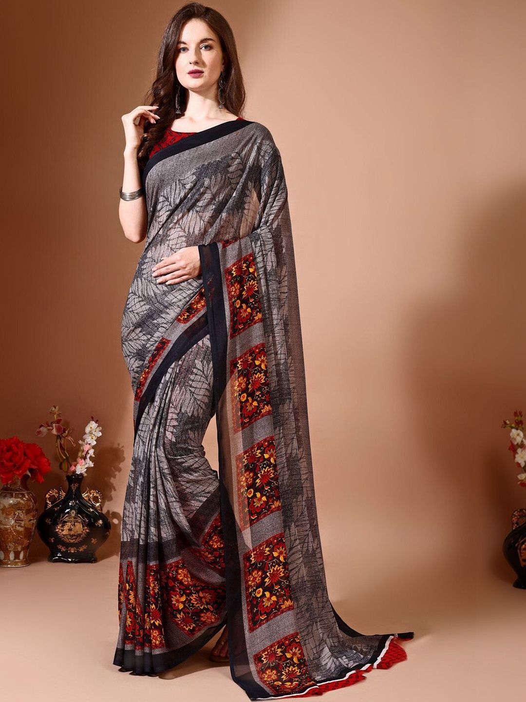 SZN Floral Poly Georgette Saree-picture-53