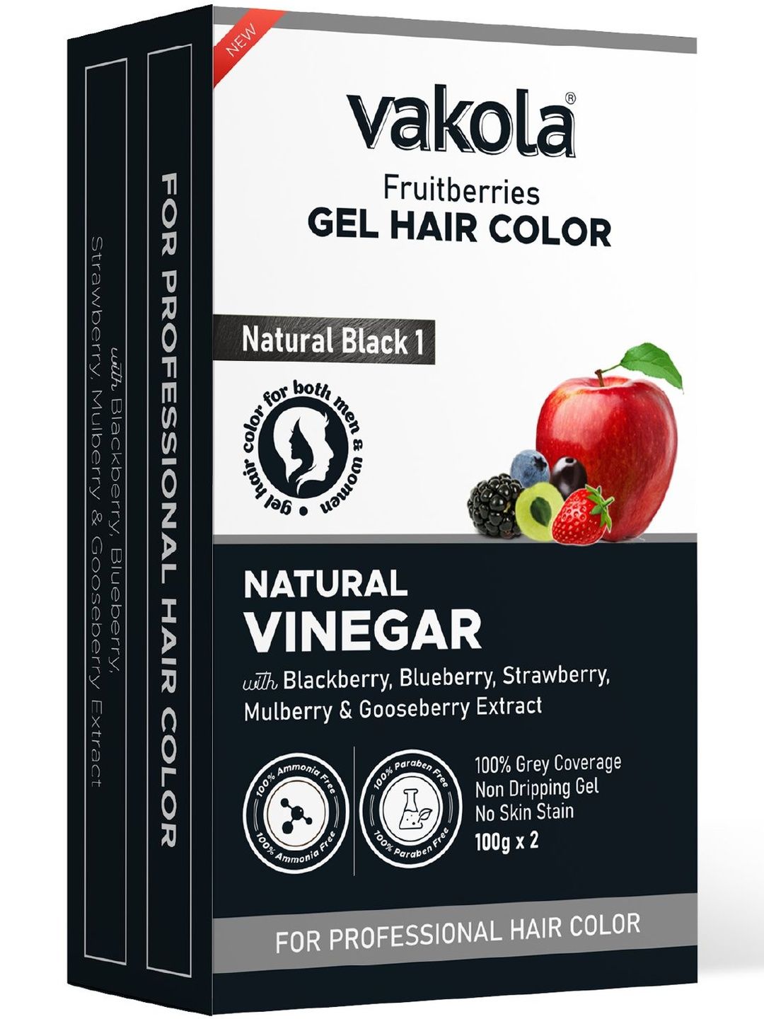 VAKOLA Gel Hair Color- 200 g- Natural Black 1-image-4