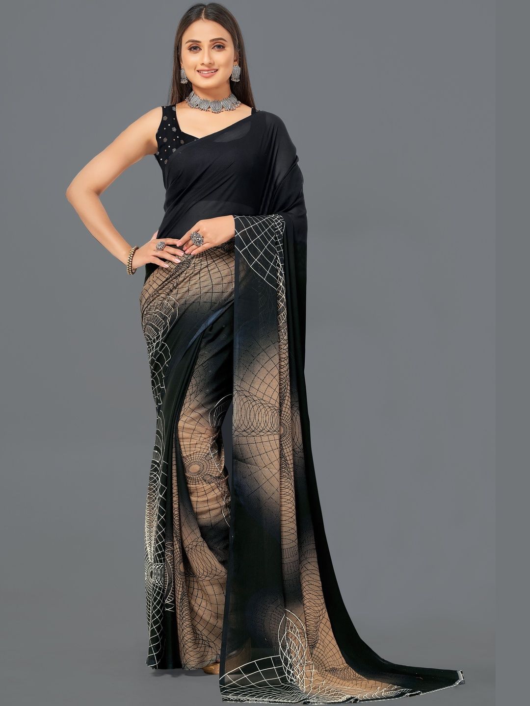SZN Poly Georgette Saree-image-47