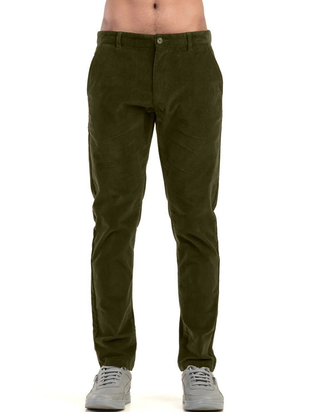 BELANO Men Smart Slim Fit Easy Wash Corduroy Chinos Trousers-picture-16