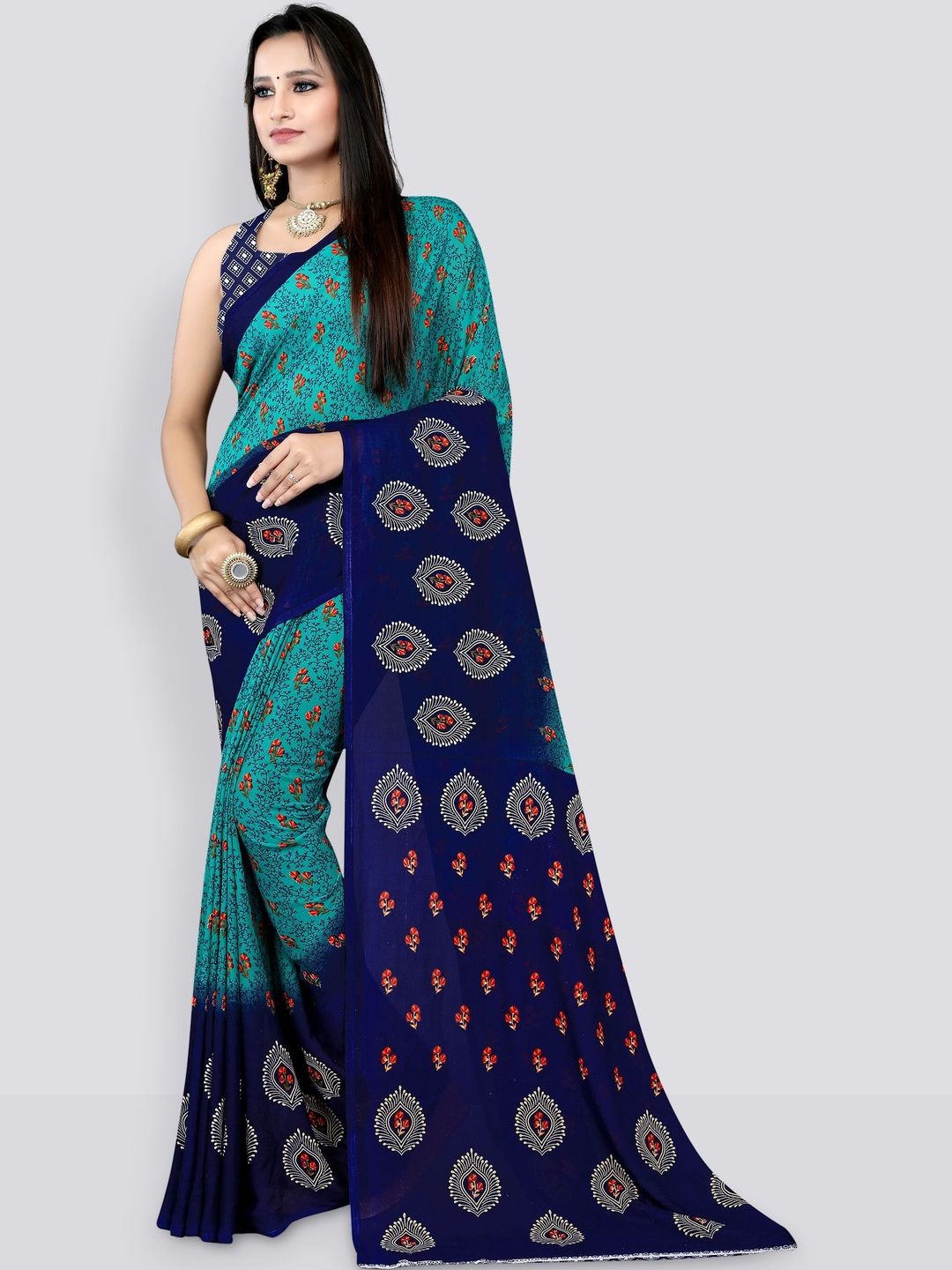 SZN Ethnic Motifs Poly Georgette Saree-picture-54