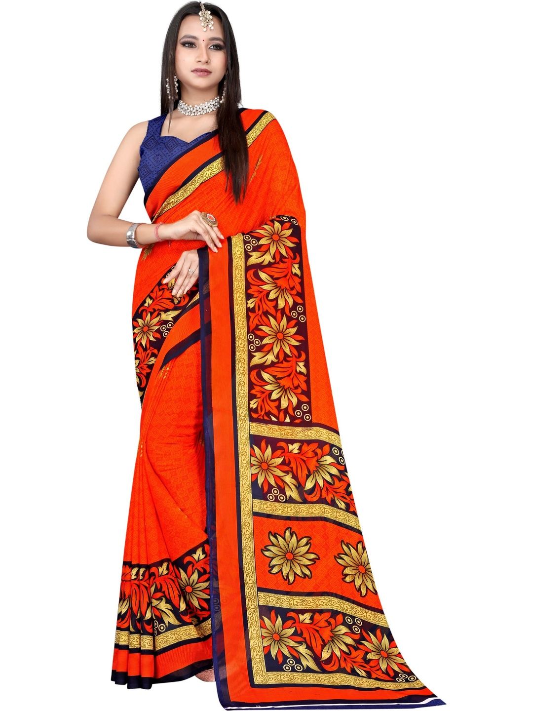 SZN Floral Poly Georgette Saree-picture-37