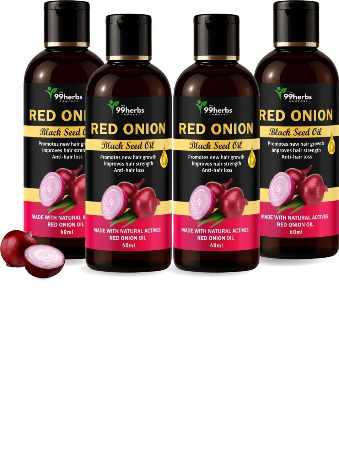 The 99 Herbs Company Set Of 4 Red Onion Black Seed Hair Oil - 60 ml Each-image-20