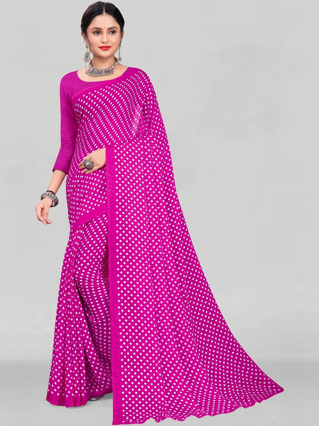 SZN Polka Dot Poly Georgette Saree-picture-32