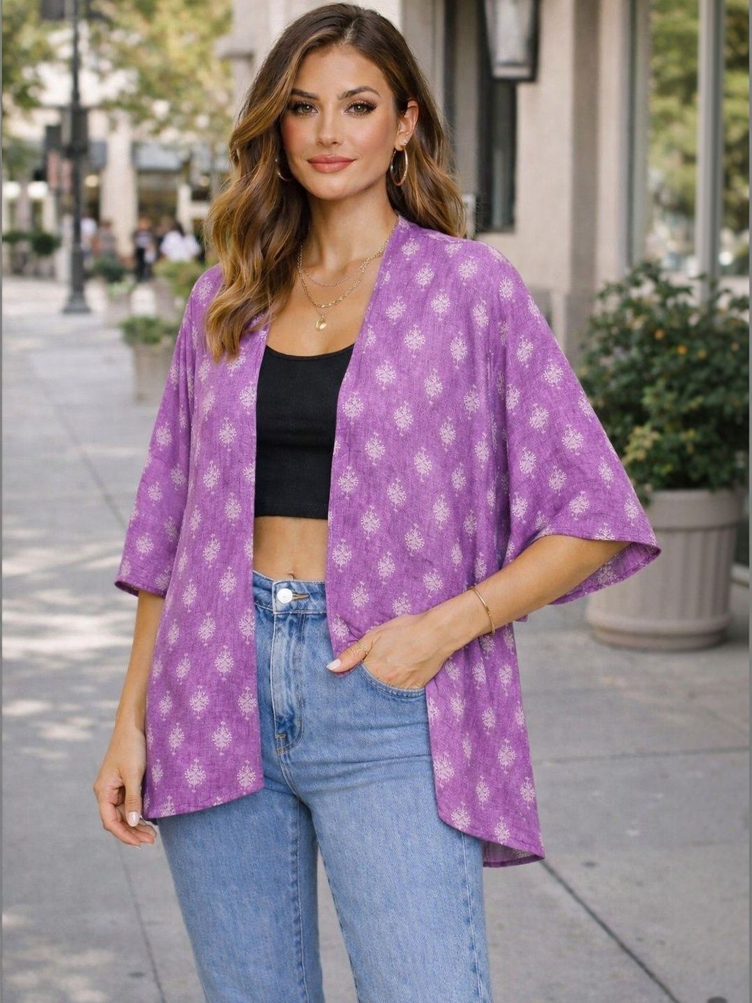 UNFAKENOW Women Printed Shrug-image-14