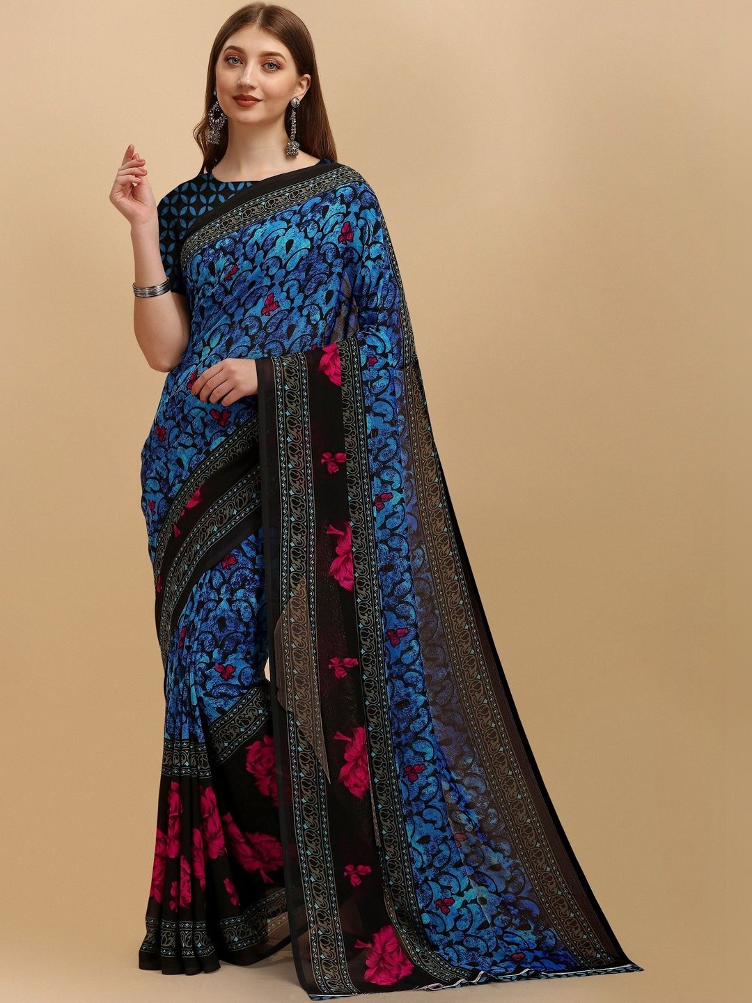 SZN Floral Poly Georgette Saree-picture-48