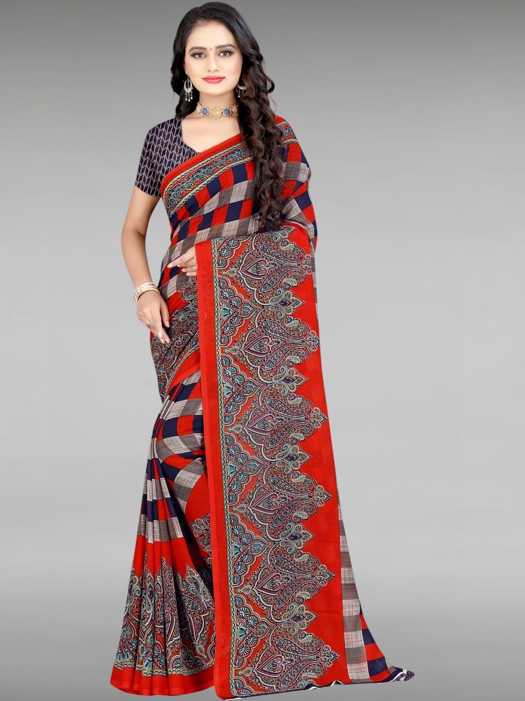 SZN Paisley Poly Georgette Saree-picture-43