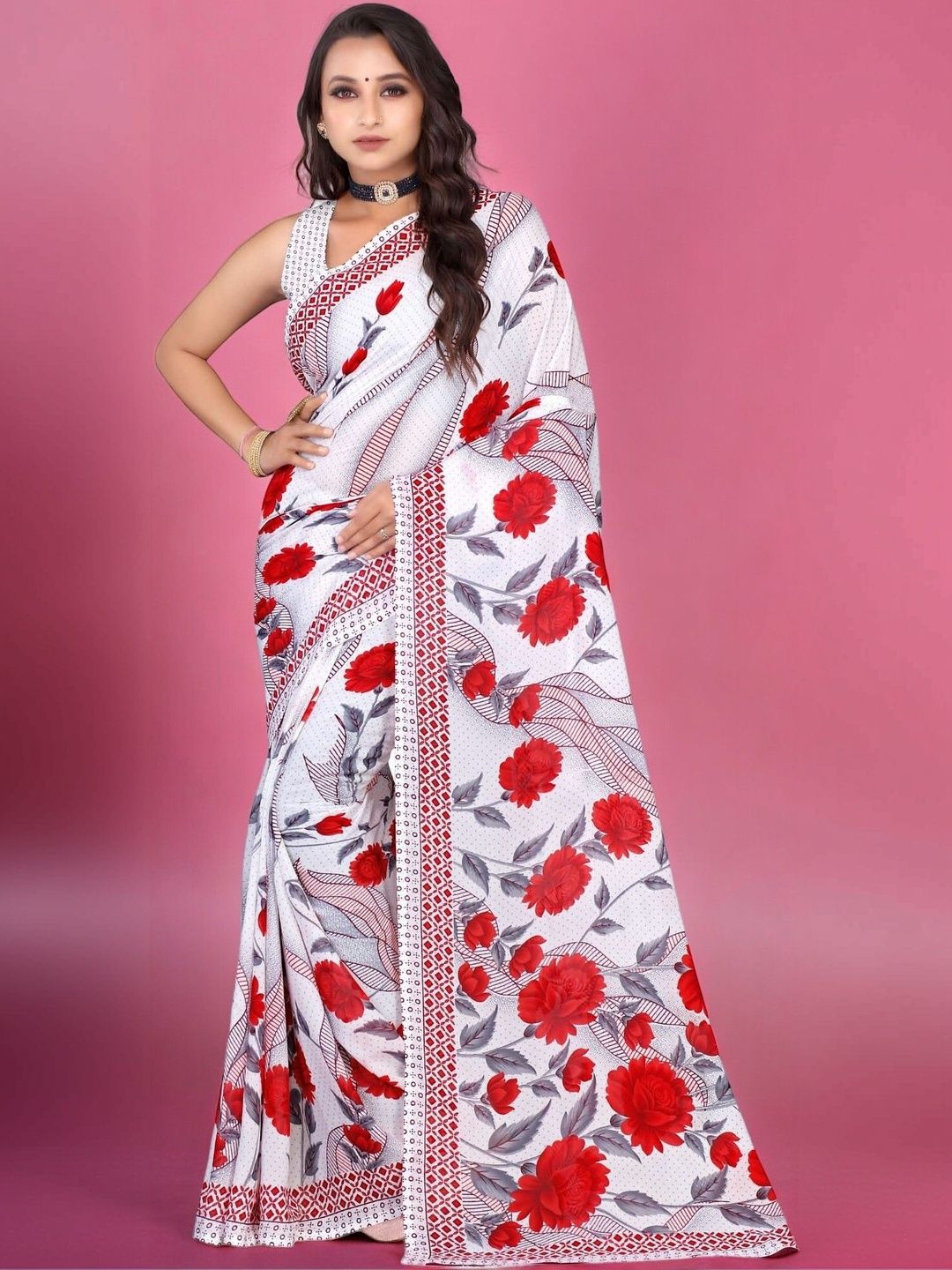 SZN Floral Poly Georgette Saree-picture-36