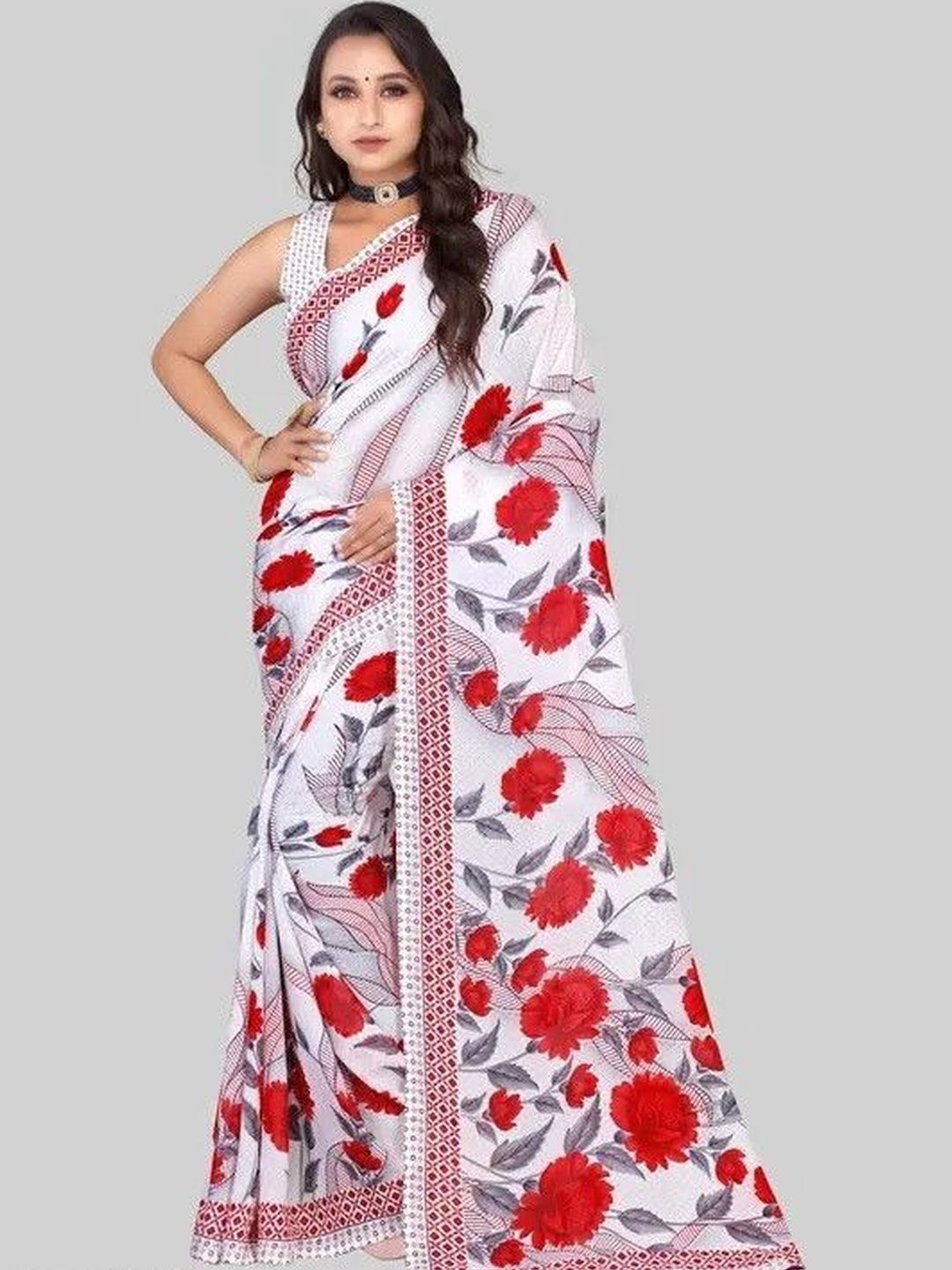 SZN Floral Poly Georgette Saree-picture-23