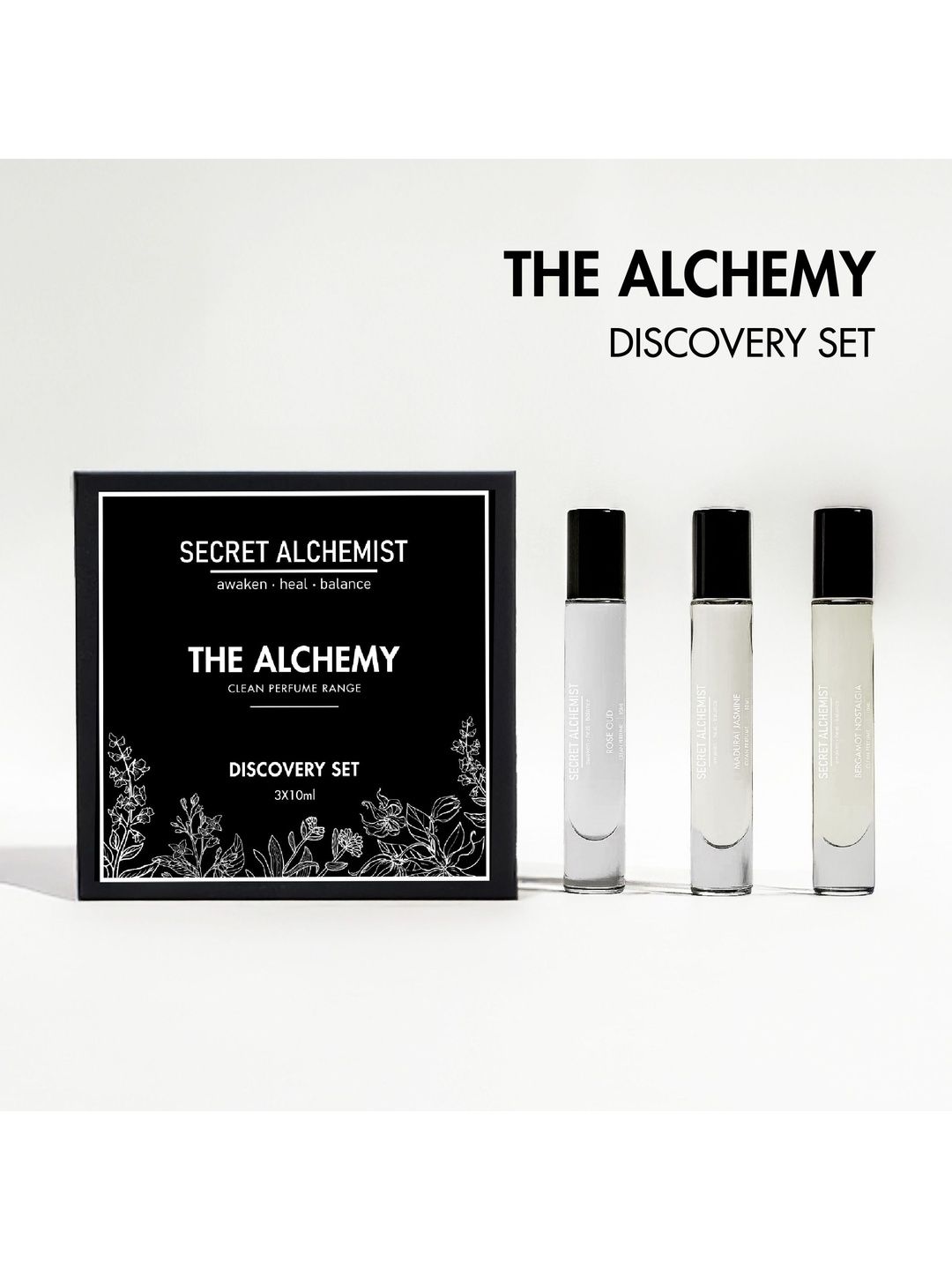 Secret Alchemist Set Of 3 Rose Oud- Madurai Jasmine- Bergamot Nostalgia Perfume- 10 ml-picture-41