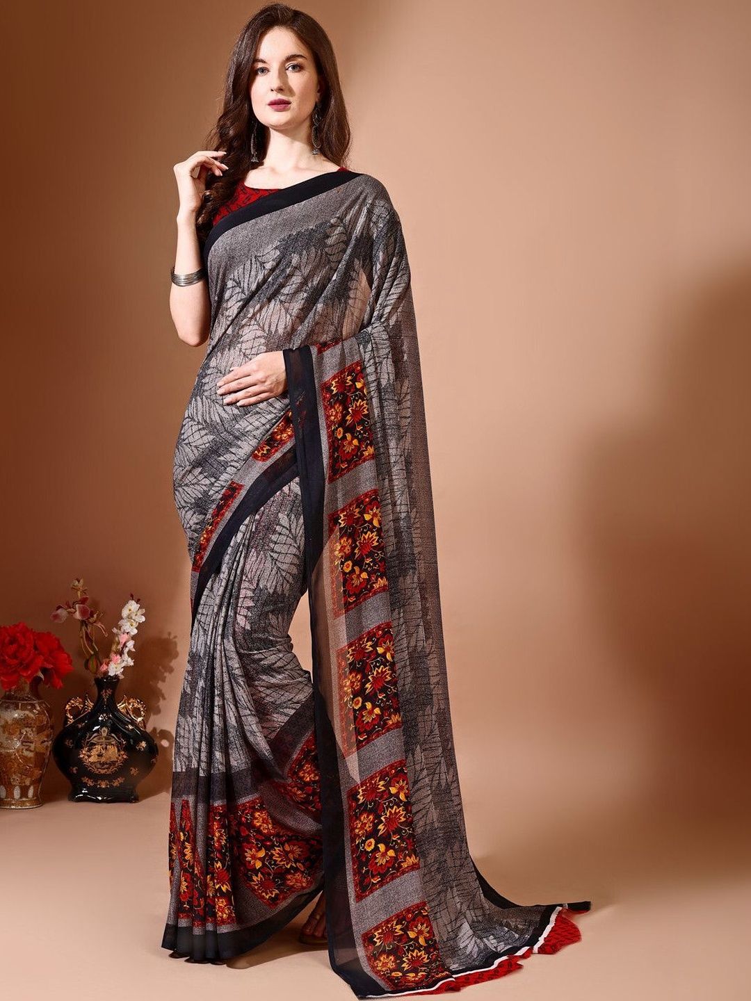 SZN Floral Poly Georgette Saree-picture-22