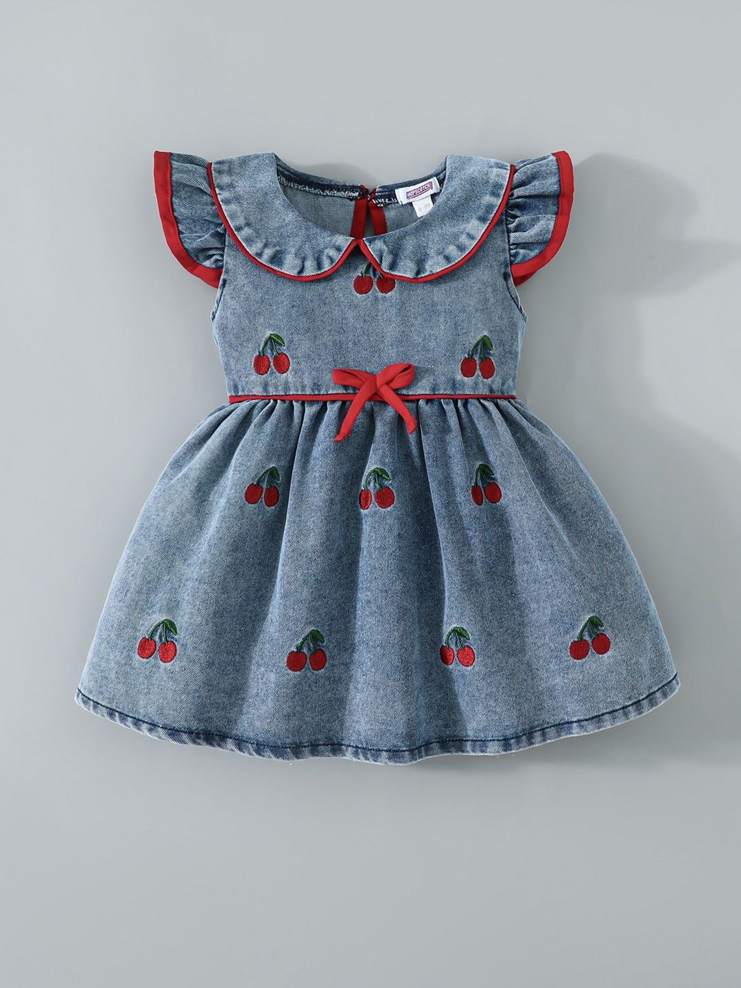 Hopscotch Girls Embroiderered Denim Fit & Flare Dress-picture-20