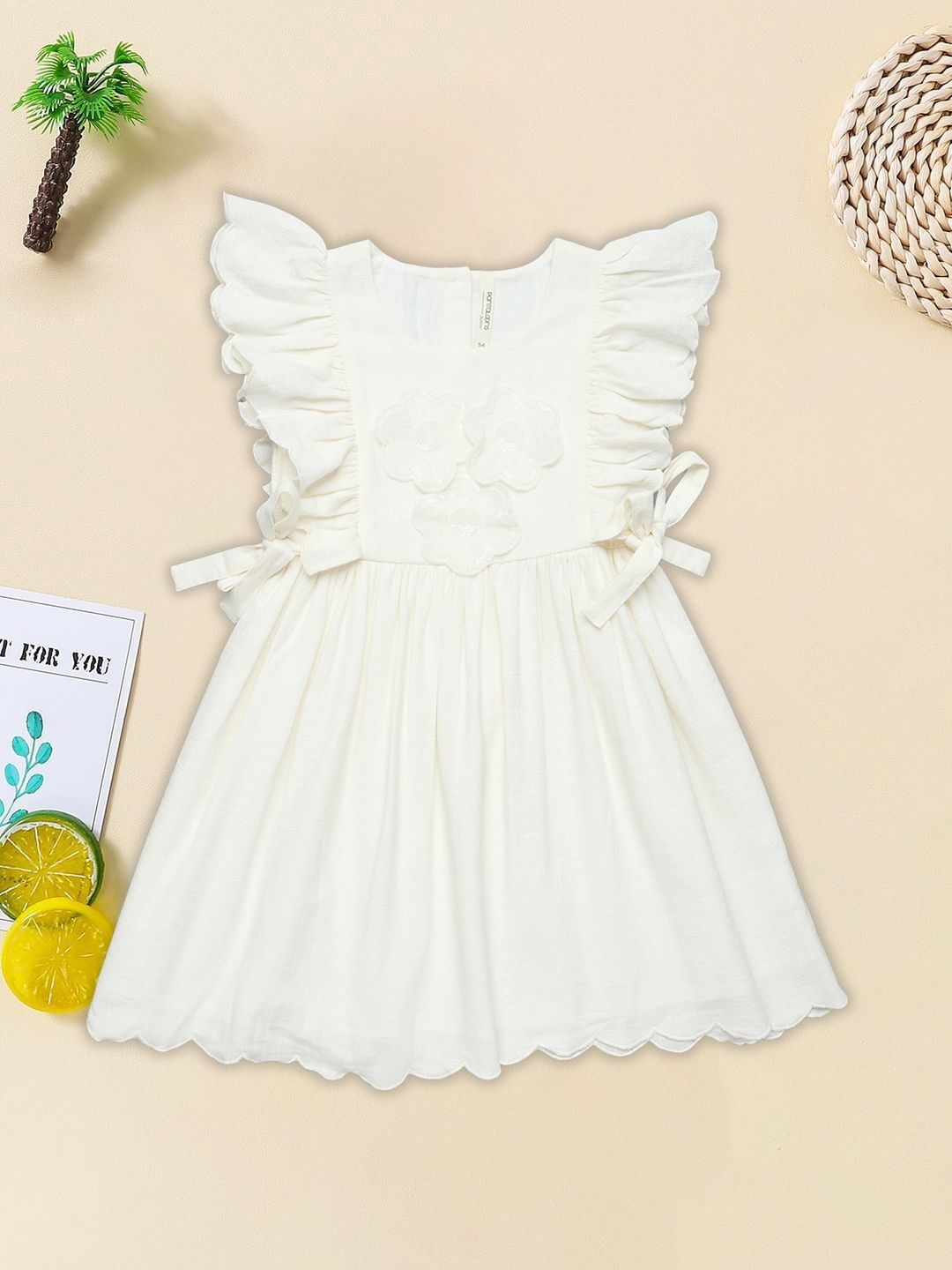 Pantaloons Junior Flutter Sleeve Fit & Flare Dress-picture-16
