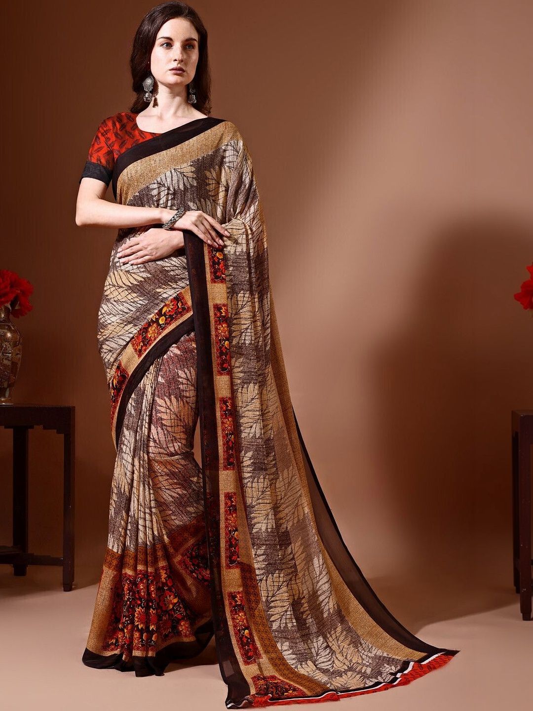 SZN Floral Poly Georgette Saree-picture-27