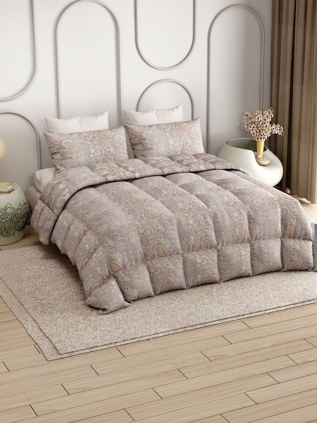 LABHAM Purple Ethnic Motifs Cotton 4 Piece Double King Superfine Bedding Set-image-4